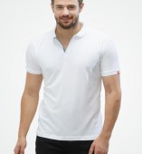 Men's White Matte Polo Collar Tshirt