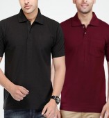 Combo Pack Of 2 Men's Polo Tshirt-Black,Maroon