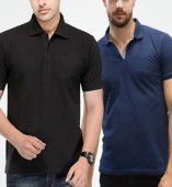 Combo Pack Of 2 Men's Polo Tshirt-Black,Navy Blue